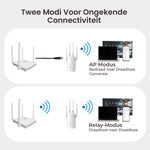 RaviSoll WiFi Versterker – Dual-Band 1200 Mbit/s – 2.4 GHz & 5 GHz – WPS Installatie – Groot Bereik – Repeater & Access Point – Inclusief Beveiliging