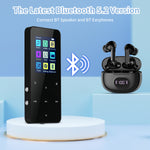 RaviSoll MP3/MP4 Speler - Bluetooth - 24 Uur Batterijduur - SD kaart tot 64GB - Shuffle/Repeat - Incl. oordopjes - Lichtgewicht - Dictafoon - Zwart
