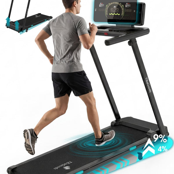 Retourdeal - TibaGoods loopband 1-12 km/u - Belastbaar gewicht 130kg - Loopbanden voor thuis - Loopband inklapbaar - Wandelband - Walking pad - Inclusief digitale display