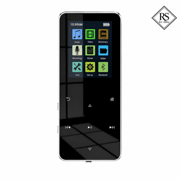 RaviSoll MP3/MP4 Speler - Bluetooth - 24 Uur Batterijduur - SD kaart tot 64GB - Shuffle/Repeat - Incl. oordopjes - Lichtgewicht - Dictafoon - Zwart