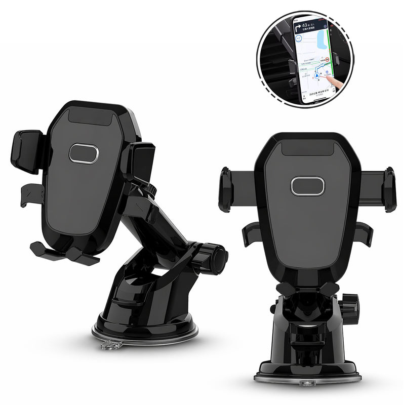 RaviSoll Telefoonhouder Auto – 3-in-1 Bevestiging – Dashboard, Raam & Luchtrooster – 360° Draaibaar – Sterke Zuignap – Universeel (5,5-9 cm) – Schokbestendig
