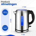 RaviSoll Waterkoker RVS 1.7L | 2200W Snoerloos met Anti-kalkfilter