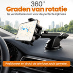 RaviSoll Telefoonhouder Auto – 3-in-1 Bevestiging – Dashboard, Raam & Luchtrooster – 360° Draaibaar – Sterke Zuignap – Universeel (5,5-9 cm) – Schokbestendig