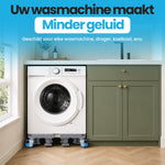 RaviSoll Wasmachine Verhoger Verstelbaar | Anti-Vibratie met Remwieltjes | RVS Frame, Max. 68x68cm
