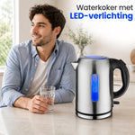 RaviSoll Waterkoker RVS 1.7L | 2200W Snoerloos met Anti-kalkfilter