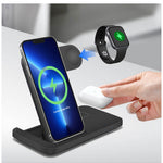 RaviSoll 3-in-1 Draadloze Oplader 15W | Oplaadstation voor Apple Watch, Smartphone & Oordopjes